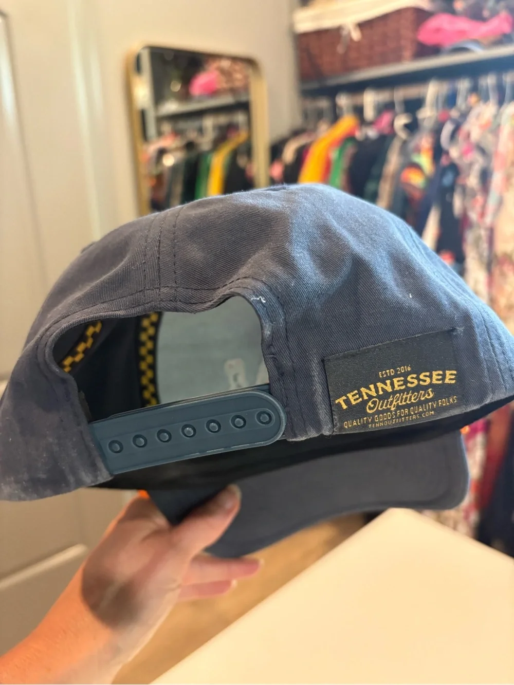 TN Embroidered Navy Tennessee Baseball Cap with Orange Trim